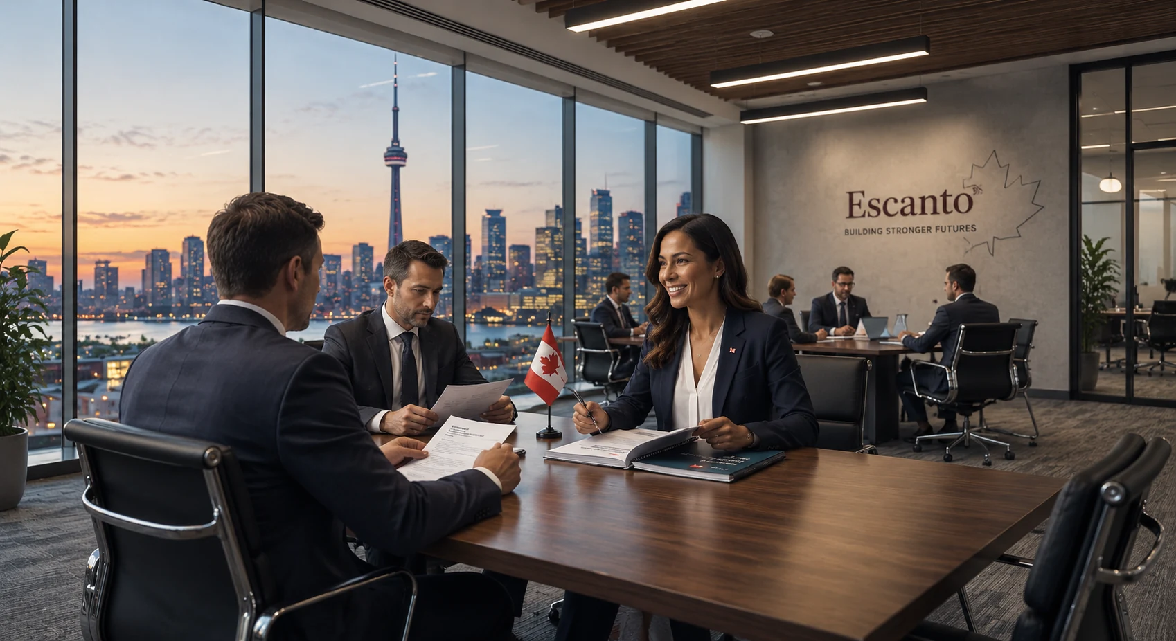 Professional Canadian immigration consultation in a Toronto business setting